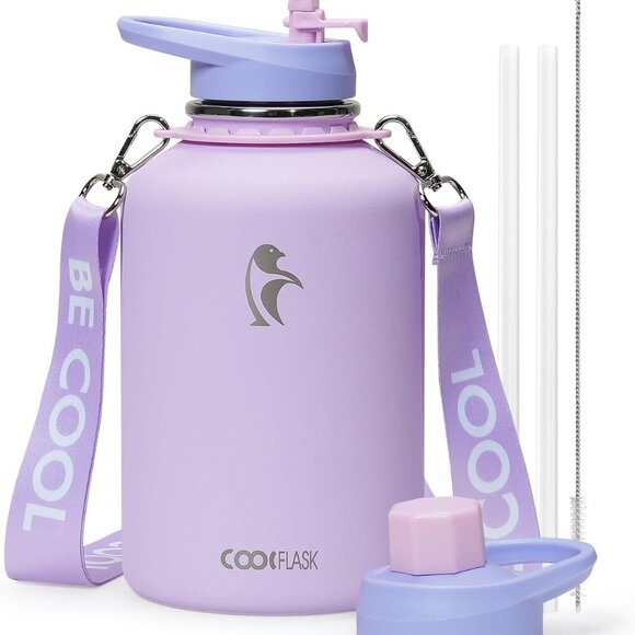 Half Gallon Water Bottle with Strap, 64oz Insulated Water Jug Stainless Steel wi - Picture 1 of 7